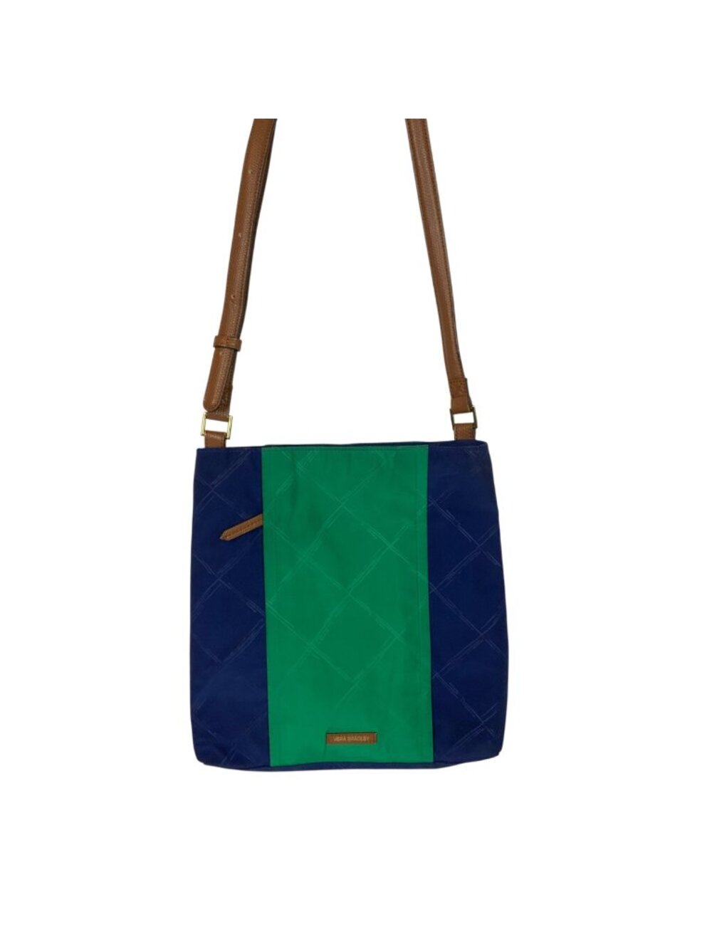 Vera Bradley Molly Colorblock Nylon Crossbody Bag Green Blue Leather Strap